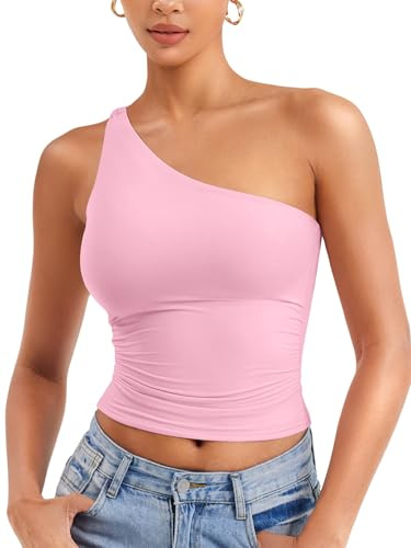 ZAAYO Débardeur à épaules dénudées pour femme Y2K - Coupe ajustée - Sexy - Double doublure - Sans manches