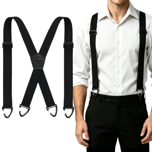 Mens Braces for Trousers with Strong Clips, Black Mens Braces for Men