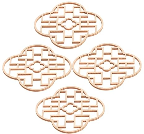 minkissy 4pcs Miniature Wooden Windows Uncolored Chinese Furniture Decorations for Dollhouse Miniature Window Craft