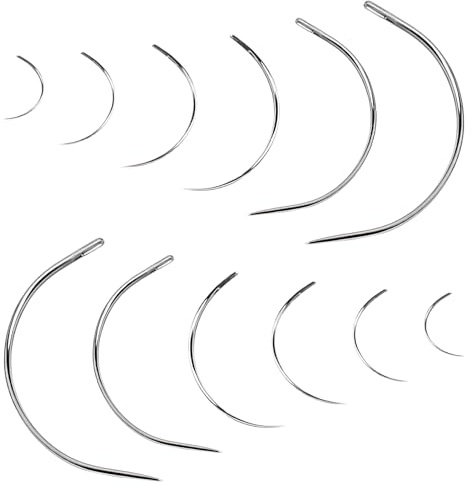 12 Pièces Aiguille Courbe,Aiguilles Courbée avce 6 Tailles (4 à 7 cm) Aiguille Cuir Main de Type C pour Moquette Cuir Toile rRéparation et Travaux Manuels