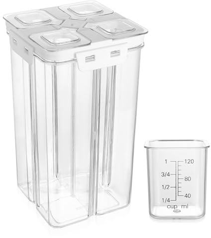 Barattoli con coperchio, ermetici, 2400 ml, contenitore con coperchio, contenitore con coperchio per cereali, spaghetti Cornflakes contenitore organizer da cucina e organizzazione + misurino