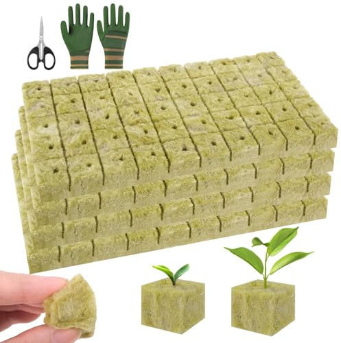 Kuvarix 200 Pièces Laine de Roche Blocs Cubes, 2,5 X 2,5 X 2,5 cm Hydroponique Bouchons de Laine de Roche, pour Boutures, Jardinage Intérieur, Plantation Légumes Transplantation