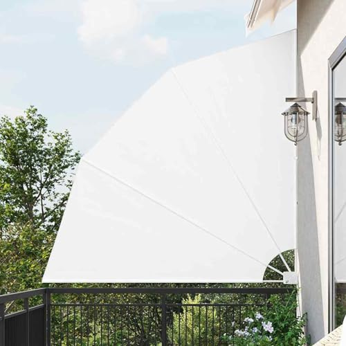 Gecheer Balkon Sichtschutz Weiß 210 x 210 cm Polyester, Faltbarer Balkonfächer Sichtschutz Terrasse Balkonsichtschutz Seitenmarkise42000939