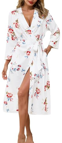Lovasy Dressing Gowns for Women UK Soft Ladies Kimono Robes Lightweight Knit Bathrobe with Pockets
