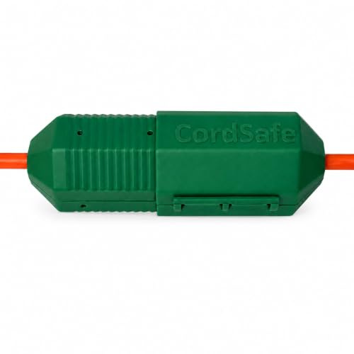 Extension Cord Connection Protector by CordSafe Plus, Weather-Resistant, Fits 18–12 AWG, Helps Keep Plugs Secure, Made in USA (Green, 3 Pack)