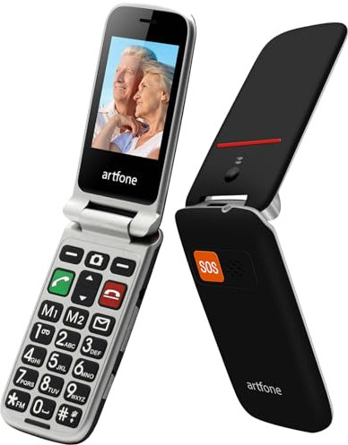 artfone Klapphandy Seniorenhandy ohne Vertrag Mobiltelefon mit Großen Tasten 2G GSM Handy für Senioren mit 2,4 Zoll Farbdisplay Kamera Tasten Notruffunktion Taschenlampe CF241A schwarz