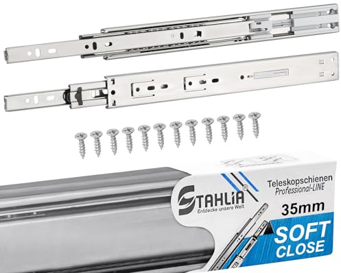Stahlia Schubladenschienen Softclose 35mm (1 Paar) Länge: 300mm Teilauszug Schubladenauszug Auszugsschienen Softclose Scharnier Laufschiene Schrankauszug