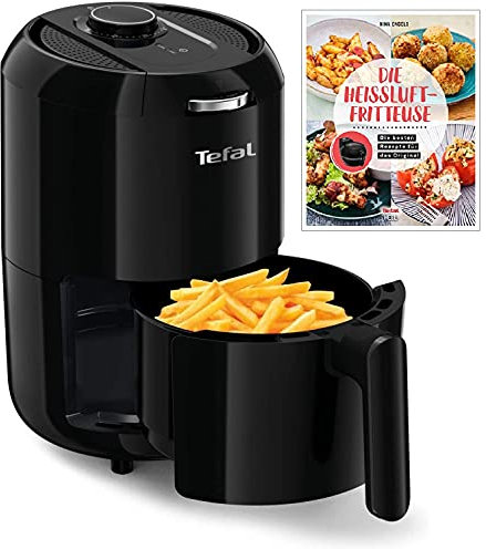 Tefal Easy Fry Compact Freidora de aire caliente + libro de cocina oficial original con muchas ideas de recetas, 1030 W, capacidad de 400 g/1,6 L, temporizador de 30 min, función de apagado automático