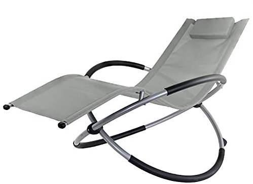 Kingpower Garten Liegestuhl Schaukelliege Campingliege Strandliege Sonnenliege Gartenliege Gartenstuhl Klappstuhl Liege Klappbar Faltbar Relaxliege Grau