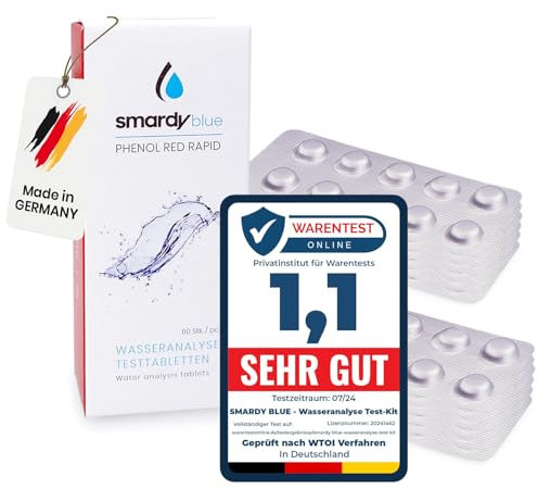 smardy 120 Rapid Testtabletten - Phenol Red (PH-Wert) Schütteltester Ersatztabletten, Wassertest für Trinkwasser, Aquarium, Pool