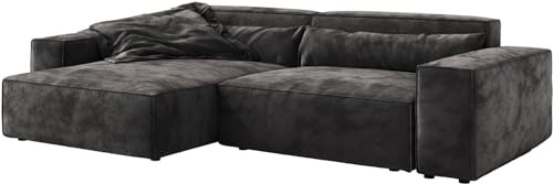 DeLife Canapé d'angle Sirpio XL Microfibre Noir 270x170 cm Recamiere Variable