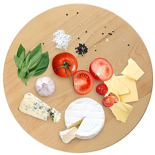 KADAX Plateau de Service Rotatif en Bois Naturel - Tournant Antibactérien pour Servir Collations et Lames