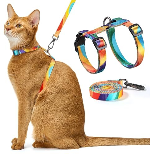 PetThem Harnais et Laisse pour Chat Anti-Évasion (Santorini Sunset)