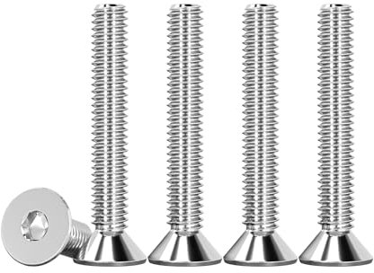 Drenky M4 X 30mm Vis à Tête Fraisée Avec Six Pans Creux en Acier Inoxydable A2 V2A Vis Hexagonales Argent Norme DIN 7991 / ISO 10642 Visserie Filetage Complet, Lot De 50