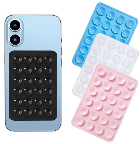 Chizea Ventosa Supporto Telefono ，4 Pezzi Silicone Porta Telefono, autoadesivo, rimovibile, vivavoce per selfie e video, compatibile con iPhone e Android.