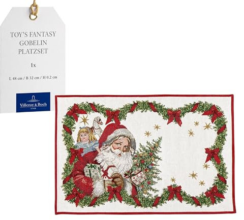 Villeroy & Boch – Toy's Fantasy Platzset Bunt, Waschmaschinengeeignet, Gobelin Platzset mit Santa, Weihnachtsdekorationen, Dekoration Weihnachten, Baumwolle, Polyester