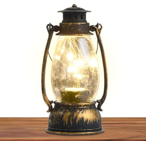 Lanterne Led Vintage - Lanternes d'extérieur à piles, Lanterne d'éclairage extérieur | Lampe lanterne Led Vintage à flamme vacillante ou filaire, lanterne d'halloween pour décorations de Table de fête