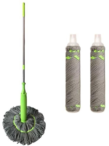 Trapeador giratorio para limpieza de pisos - Trapeadores de microfibra exprimibles de 360 ​​​​grados | Trapeador de microfibra con mango largo escurridor | Trapeador de microfibra para bañera, inodoro