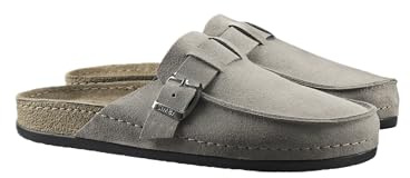 Simba ROK Men’s Slipper, with Gel Massage Footbed, For Indoor/Outdoor Comfort, Leather Moccasin Style - Grey - Size 11