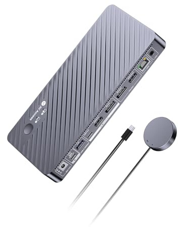 AV Access 8K KVM Switch 2 Monitors 2 Computers for Laptop & Desktop, 100W USB C Charge for Laptop, Ethernet, Docking Station Dual Monitor 8K@60Hz/4K@165Hz, 4xUSB 3.2, Audio, SD