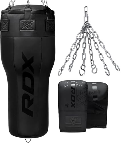 RDX 3.5FT Uppercut Angle Sacco da boxe, Maya Hide Pelle Pesante Bag Set con Guantoni e Catena, Arti Marziali MMA Pugilato Muay Thai Kick Boxing, Casa Palestra Punch Sacchi Uomini Donne