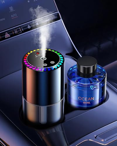 160ml Musikaktiverad Bil Luftrenare med 160ml Parfym (Havsbris), Bil Doft, Ultraljudsförstärkare, Smart 3 Lägen, Automatisk På/Av, Inbyggt Batteri, Aromadiffusor Räcker i 12 Månader