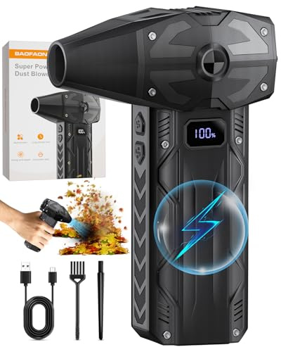 BAOFAON Compressed Air Duster - 200000RPM Powerful Air Blower with 4 Adjustable Gears, Storm Fan Super Cordless Air Duster with Fast Charging for Computer, Keyboard, Outdoor, Home, and Car