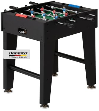 Bandito Kickertisch BigFun, kompakter 2-Mann Tischkicker, 16mm Spielstangen, äußerst Stabiler Tischfußball, 76 x 62 cm, Höhe 84 cm, 21 kg (Schwarz)