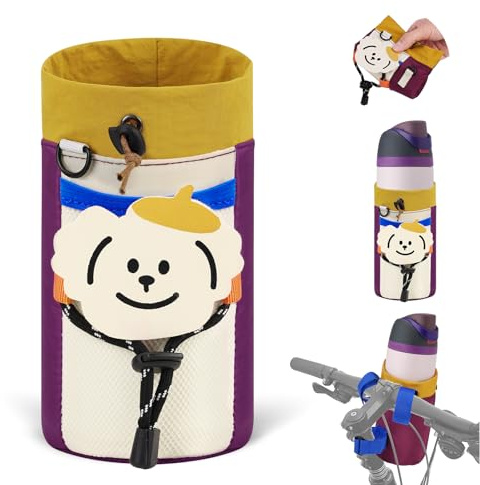 Desing Wish 12-24oz Porte Gourde Velo sans Vis Bidon Porte Velo avec Poche en Maille Porte Gourde VTT pour Bouteille Vélo Guidon Poussette Porte Gourde Enfants Scooters Fauteuil Roulant Randonnée