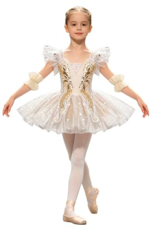 renvena Robe Danse Ballerine pour Mädchen Robe Princesse en Tulle Ballet pour La Performance Scène Et La Danse Cha Cha