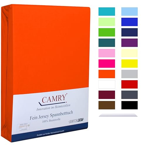 Camry Spannbettlaken 90x200cm - 100x200cm Orange Baumwolle Bettlaken Jersey Spannbetttuch Oeko-Tex 100
