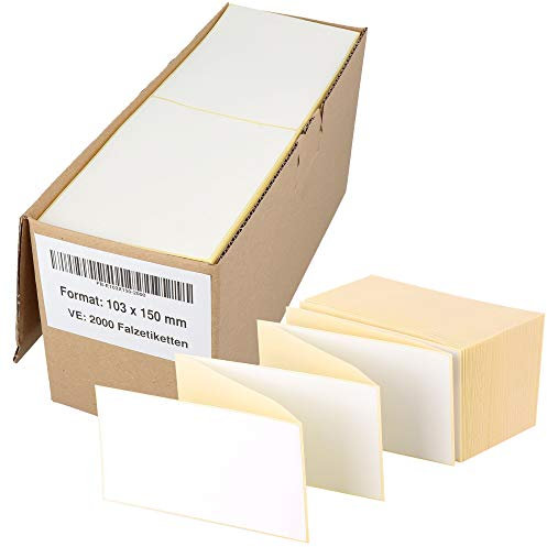 Labelident Versandlabel 4x6-103 x 150 mm I 2.000 Thermo-Etiketten I Selbstklebende Leporello Versandaufkleber I Formatgleich mit DHL 910-300-400 Common Label