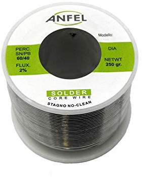 FILO STAGNO BOBINA STAGNO IN ROCCHETTO 60/40 250GR. 1,5MM PER SALDARE SALDATURA LABORATORIO HIGH QUALITY - NO CLEAN - AUTOSALDANTE - CON FLUSSANTE - (1,5mm 250gr)