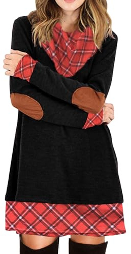 Alaster Abito Casual Invernale da Donna - Collo Alto in Maglia a Manica Lunga - Felpa Sciolta - Nero S