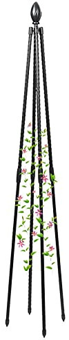 Noir Tuteur jardin pyramide,Colonne autoportante pour rosiers，Support pour Plantes grimpantes，Treillis pour d'Extérieur,Tuteur pour fleurs, plantes，métal arceau H: 90 à 180cm ( Size : 35.4/90cm H )