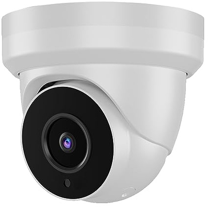 Tennoz 5MP IP PoE Turret Camera Outdoor, PoE IP Security Dome Camera with 80ft Night Vision, 2.8mm Lens, 105° Wide Angle, H.265, Built-in Mic, WDR, Compatible with Third-Party NVRs and Software
