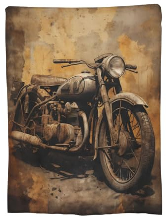 Turamurra Vintage Motorcycle Blanket Gifts for Men Women Throw Blanket for Couch Sofa Bedding Home Plush Throw Fleece Blanket Soft Warm Cozy for Kids Adults All Season 50x60