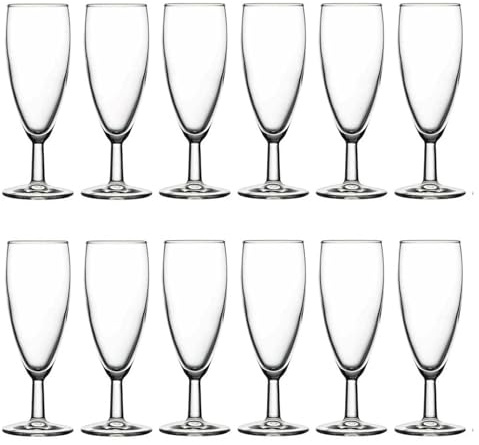 simpa 12pc Bohemia Crystal Short Stem Wine Glasses Champagne Flutes - 220ml Capacity - Dishwasher & Freezer Safe.