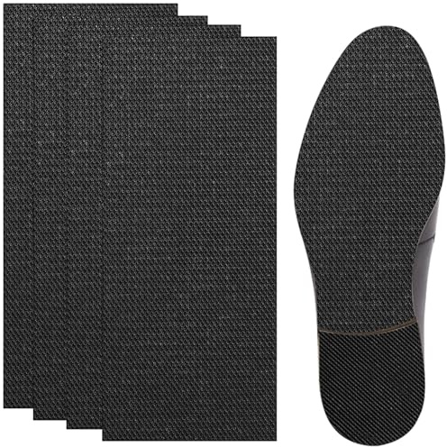 4 Pezzi Suola in Gomma Antiscivolo per Scarpe, autoadesive,tagliabile,Adesivi Antiscivolo per Scarpe Usura Ridotta Della Suola per Uomo e Donna (25cm Nero)