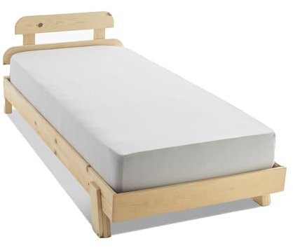 GD HOME Bio-Baumwolle Jersey Spannbettlaken 90x200 cm/Spannbetttuch aus 100% Bio-Baumwolle/GOTS Zertifiziert Leintuch Weiches Bettlaken 30-35 cm Tiefe Tasche (Hellgrau, 90x200 cm)