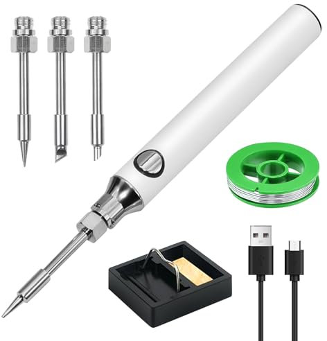 Soldadura Kit De Soldadura De Hierro Eléctrico Kit De Soldadura Portátil Inalámbrico Temperatura Ajustable, Con 3 Puntas De Soldadura, Alambre De Soldadura, Soporte De Hierro De Soldadura Profesional