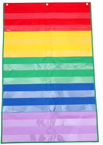 TEHAUX Tableau à Poche pour Cartes Pédagogiques 44 x 28 cm – Organiseur Mural Suspendu pour Cartes Flash, Calendriers et Accessoires Scolaires – for Classe, Bureau, Enseignants et Élèves