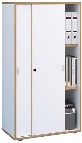 VCM Büroschrank mit 3 Fächern | moderner Aktenschrank mit Schiebetüren | Maße ca. H. 110 x B. 60 x T. 37 cm– Salia 3-Fach