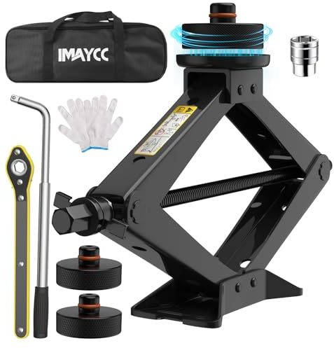 IMAYCC 2.5T Car Jack Kit, Scissor Jack for Tesla Model Y Model 3/S/X Lifting Jack,2500KG CarJack for Tesla,Tire Change Kit with TeslaJack Pucks/Pad,Tire Repair Tools kit CarEmergency (Black-B)