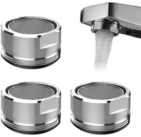 3 Stück Strahlregler M24, Wasserhahn Sieb, Perlatoren für Wasserhähne, Metallisch Außengewinde Wasserhahn Ersatzteil mit Dichtung, Mischdüse mit Edelstahlfilter inkl für Küche und Bad