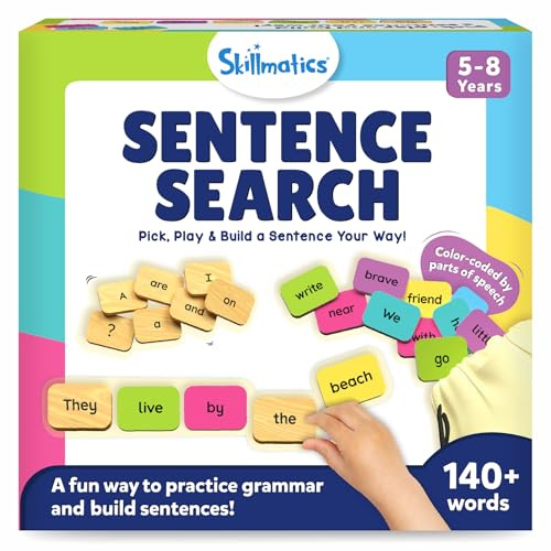 Skillmatics Educational Board Game - Sentence Search, Learning Toy for Kids, Sentence Building Activity, Creative Word Play, Screen-Free Fun, 120+ Tiles (1.3 x 1 Inches), Gifts for Ages 5, 6, 7, 8