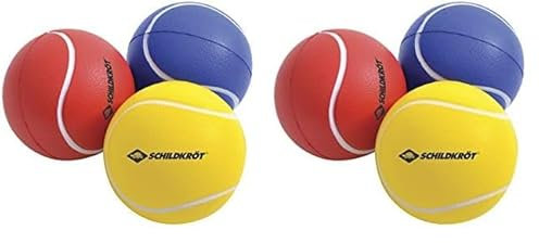 Schildkröt Soft Bälle, 3er Set (gelb, rot, blau), Ø7cm, weicher PU-Schaum, guter Absprung, für Beachball, Beachtennis etc., 970046 (Packung mit 2)