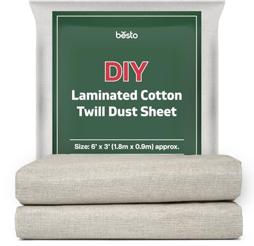 Pack of 2 Laminated Cotton Dust Sheet for Decorating Polythene Backed | (6ft X 3ft) Double Protection Painters Sheet Drop Cloth Cover for Covering Furniture, Walls & Stairs While Renovating