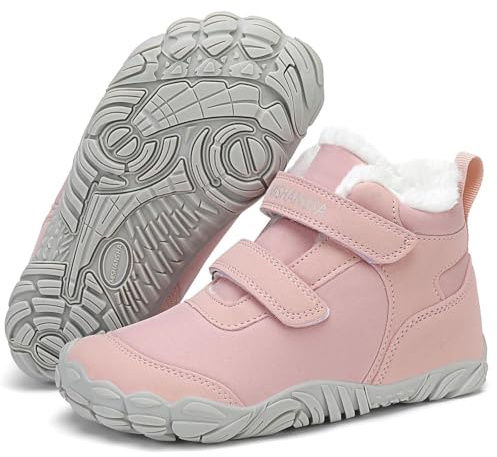 Mishansha Barefoot Botas de Nieve Niño Calzado Descalzos Zapatos Niña Cómodas y Lígeras con Forrados Botines de Invierno Rosa 32 EU