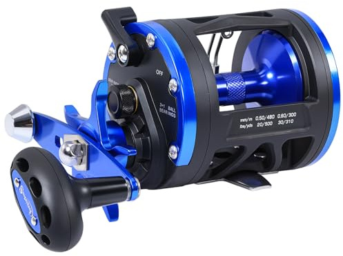 Sougayilang Trolling Reel, Smooth Powerful Boat Fishing Ocean Reel, Saltwater Level Wind Reels for Catfish, Musky, Sea Bass, Salmon-B40L